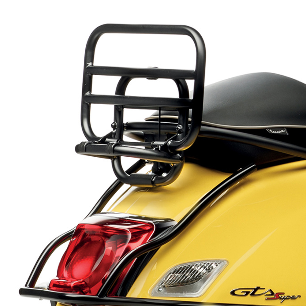 Origineel opvouwbaar bagagerek achter zwart voor Vespa GTS/GTV