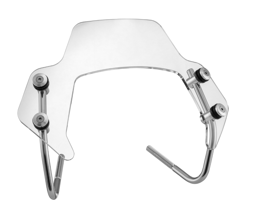 Flyscreen voor Vespa Sprint 50-150cc 2T/4T, zilveren houders, helder