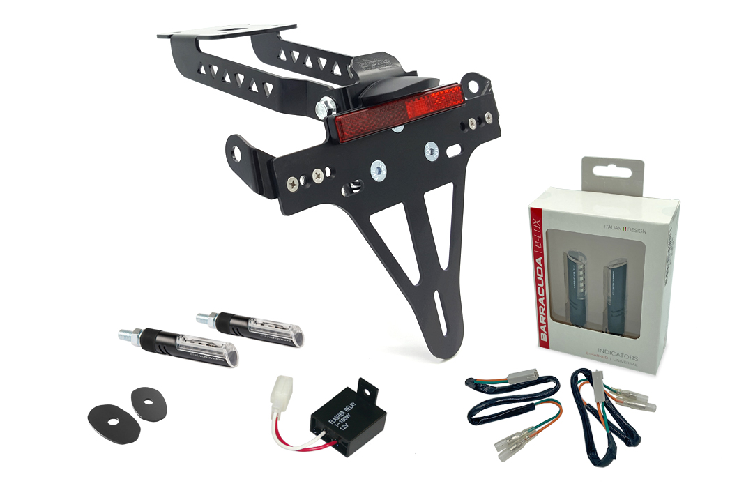 alpha Technik Kennzeichenhalter-Blinker-Kit IDEA (vorne + hinten) für Kawasaki Z650 und Ninja 650 Ty