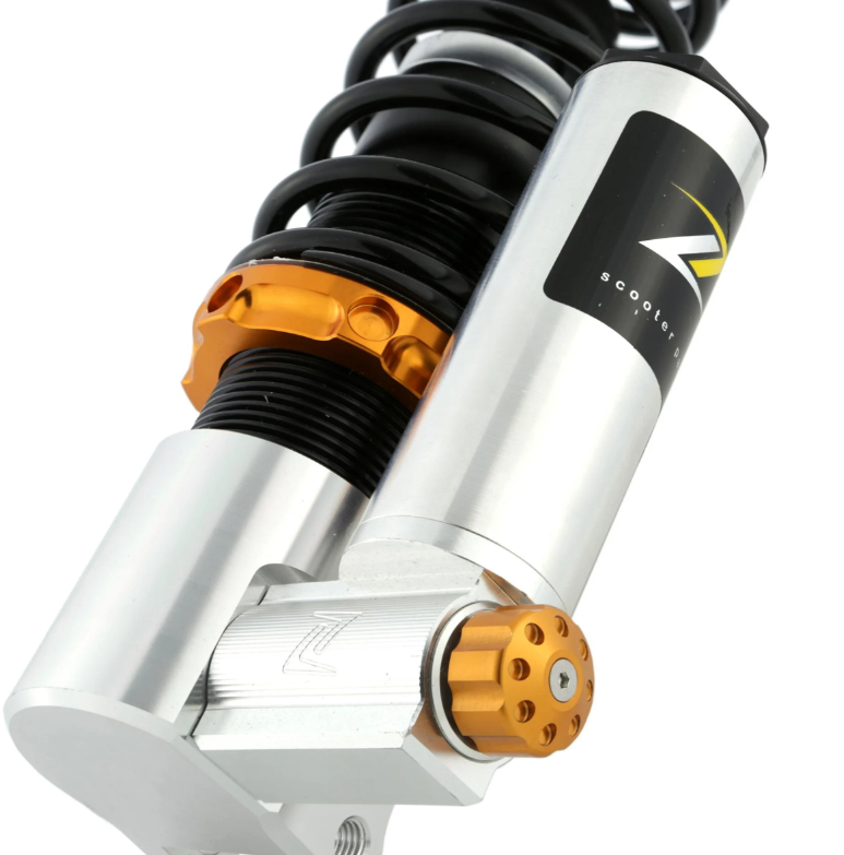 Schokdemper voor ZELIONI voor Vespa ET2/ET4/LX/LXV/S 50-150ccm, zilver/oranje/zwart