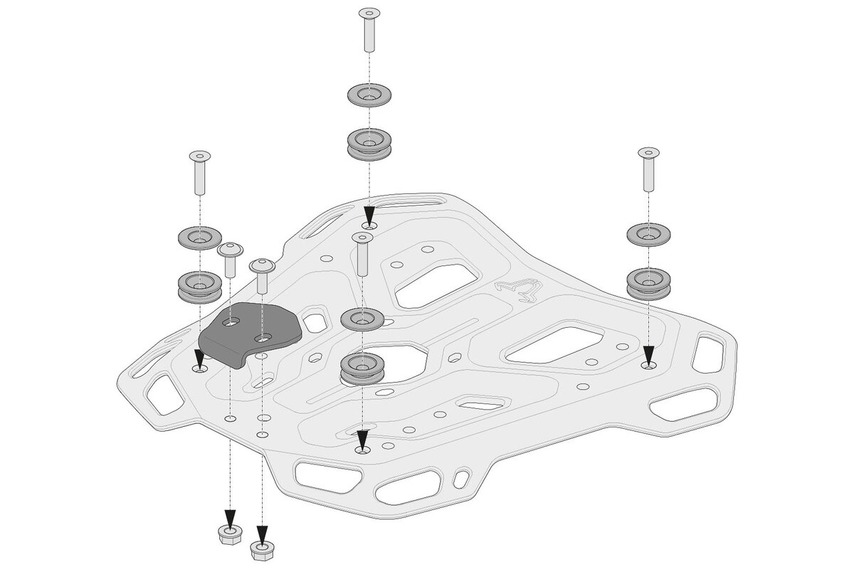 SW-Motech adapterset voor ADVENTURE-RACK bagagedrager voor TRAX ADV /ION /EVO topkoffers