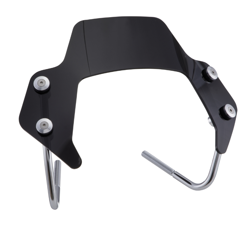 Flyscreen voor Vespa Sprint 50-150cc 2T/4T, zilveren houders, zwart getint
