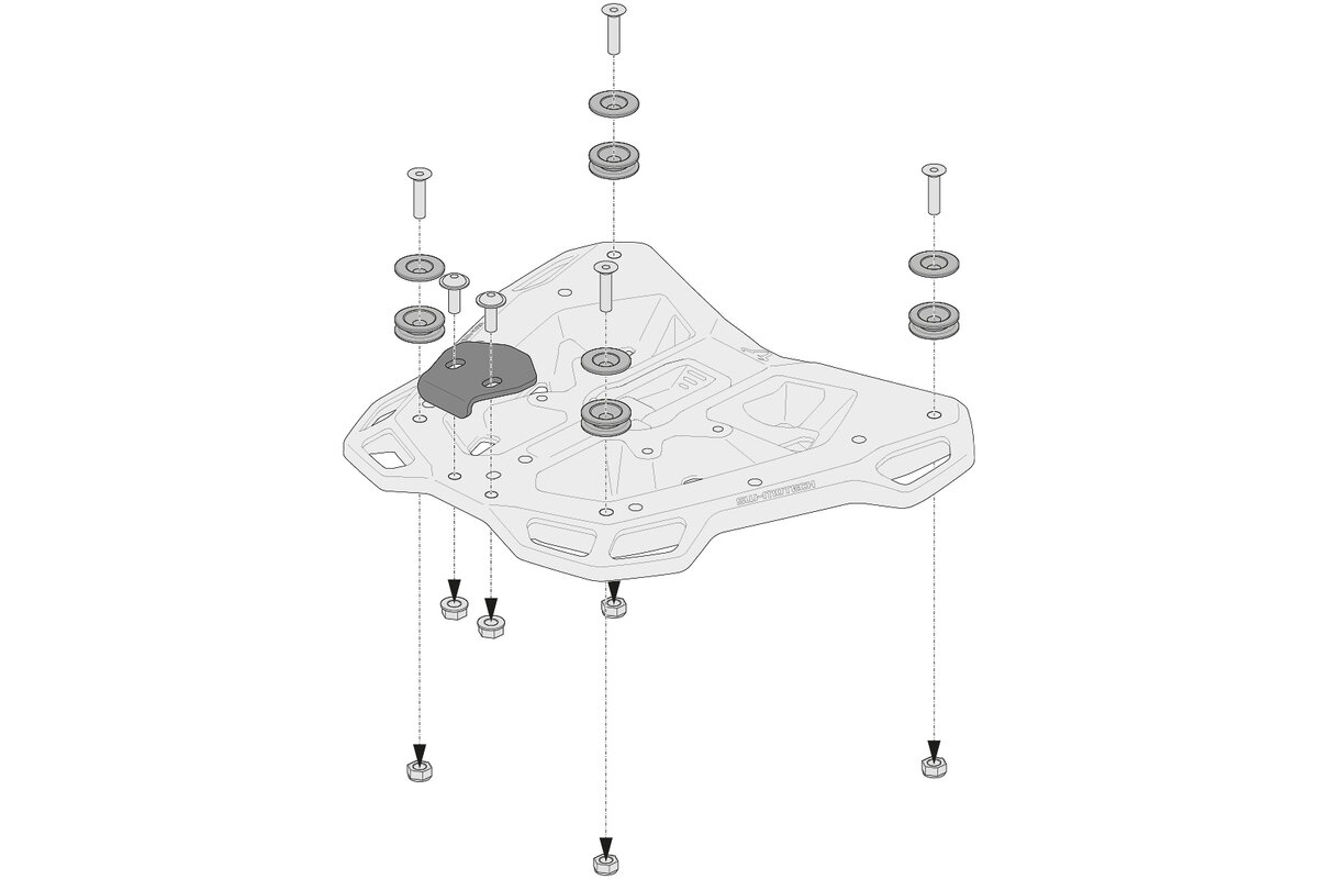 SW-Motech adapterset voor ADVENTURE-RACK bagagedrager voor TRAX ADV /ION /EVO topkoffers