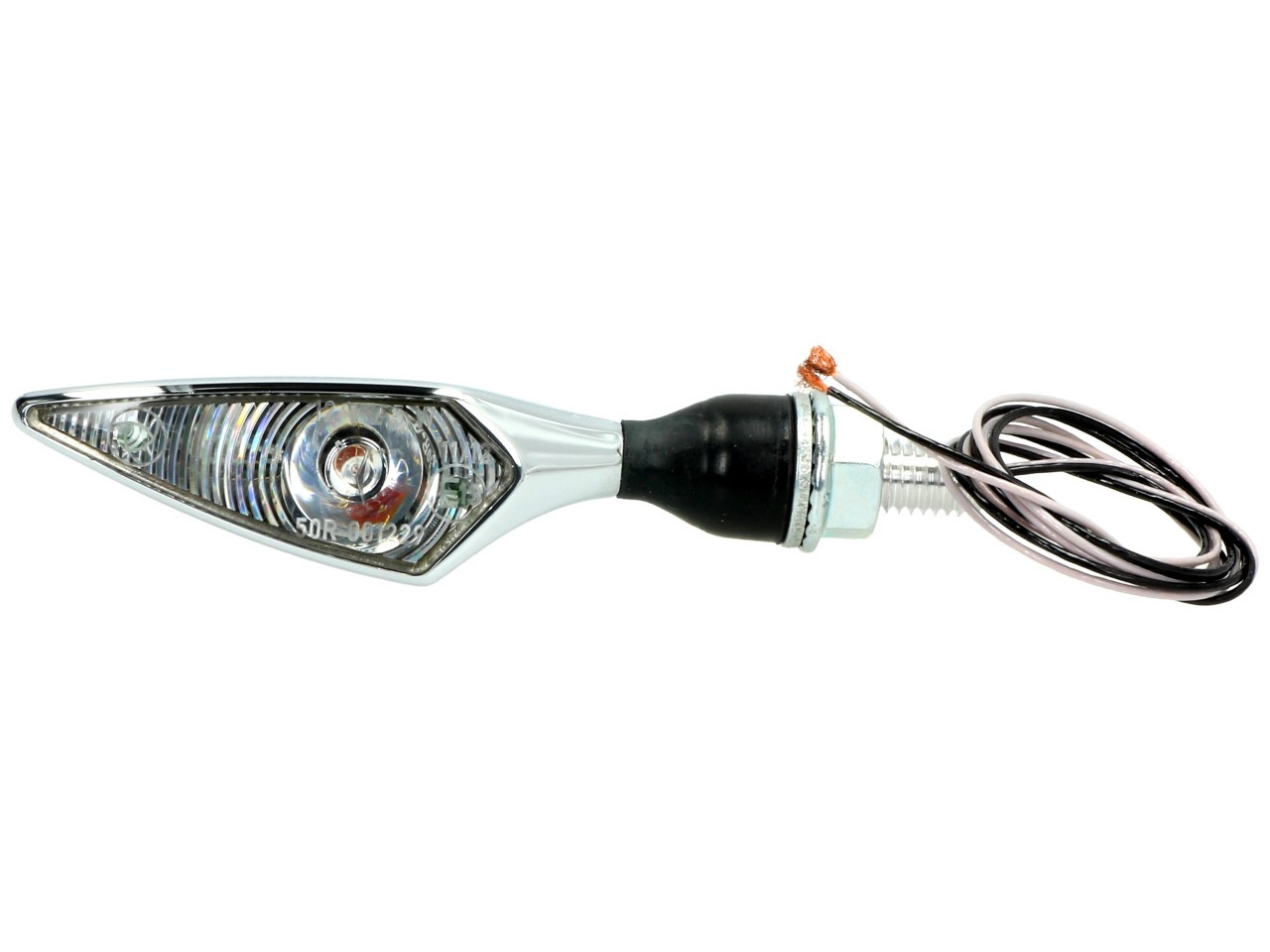 Kellermann indicator, ruit, staal, LED, VR/HL, 12 V, glanzend chroom, M8x20, E-goedgekeurd