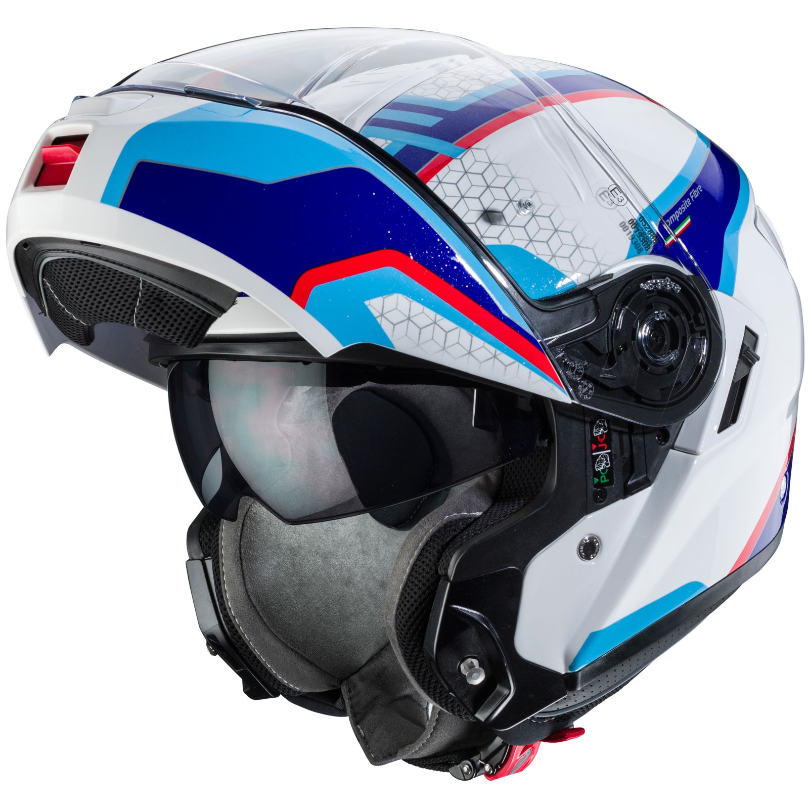 Caberg Helm Levo Sonar, wit/blauw-rood