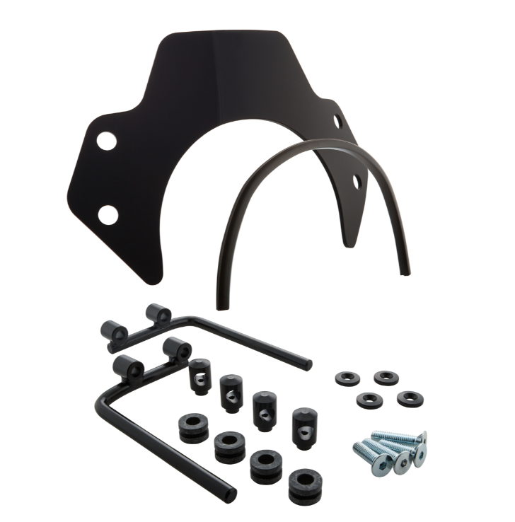 Flyscreen voor Vespa PX 80-200ccm, zwarte houders, zwart getint