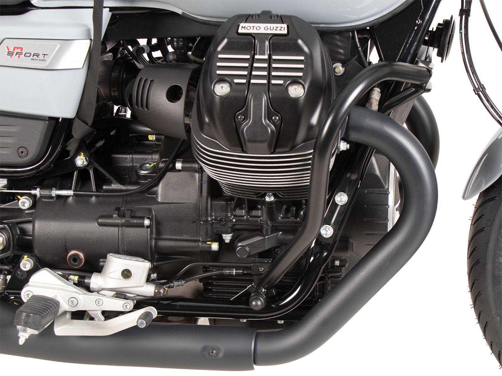 Motorbeschermer zwart voor Moto Guzzi V7 850 Stone (25-) Hepco & Becker