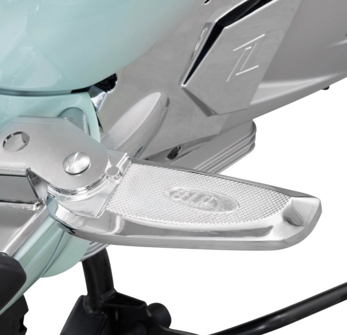 Voetsteunen rechts en links voor Vespa Primavera/Sprint 50-150cc 2T/4T AC, chroom/chroom