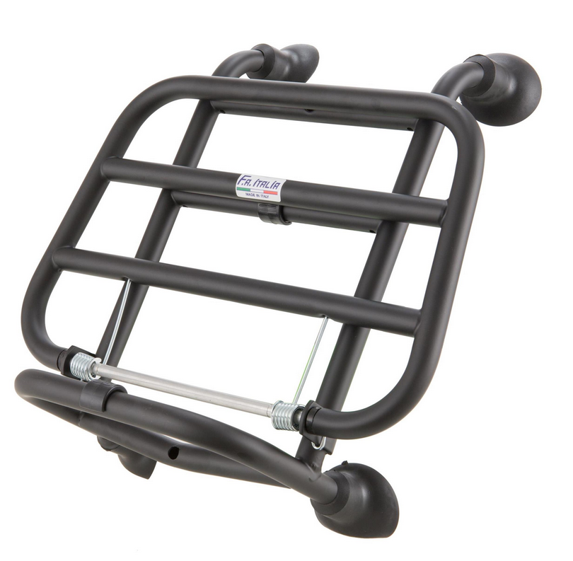 Bagagerek vooraan voor Vespa Primavera /Sprint /Elettrica 50-150ccm, opvouwbaar, glanzend zwart