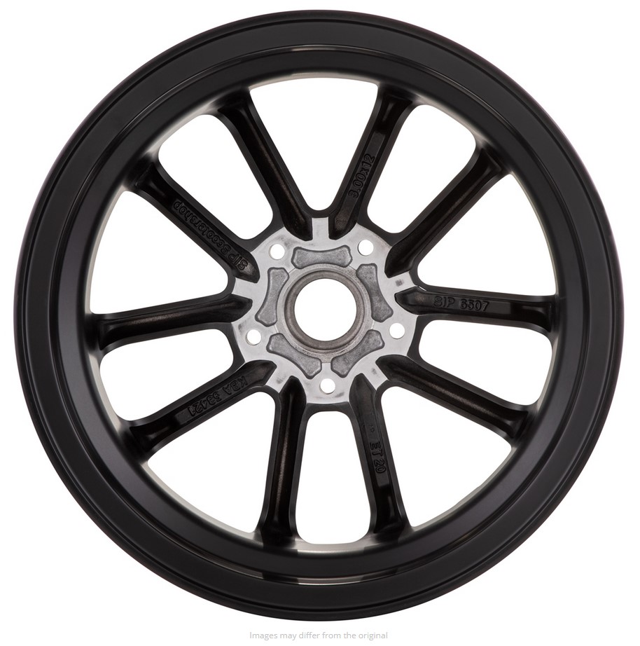 Velg voor/achter 12" voor Vespa GTS/GTS Super/GTV/GT 125-300cc, zwart met zilveren velg