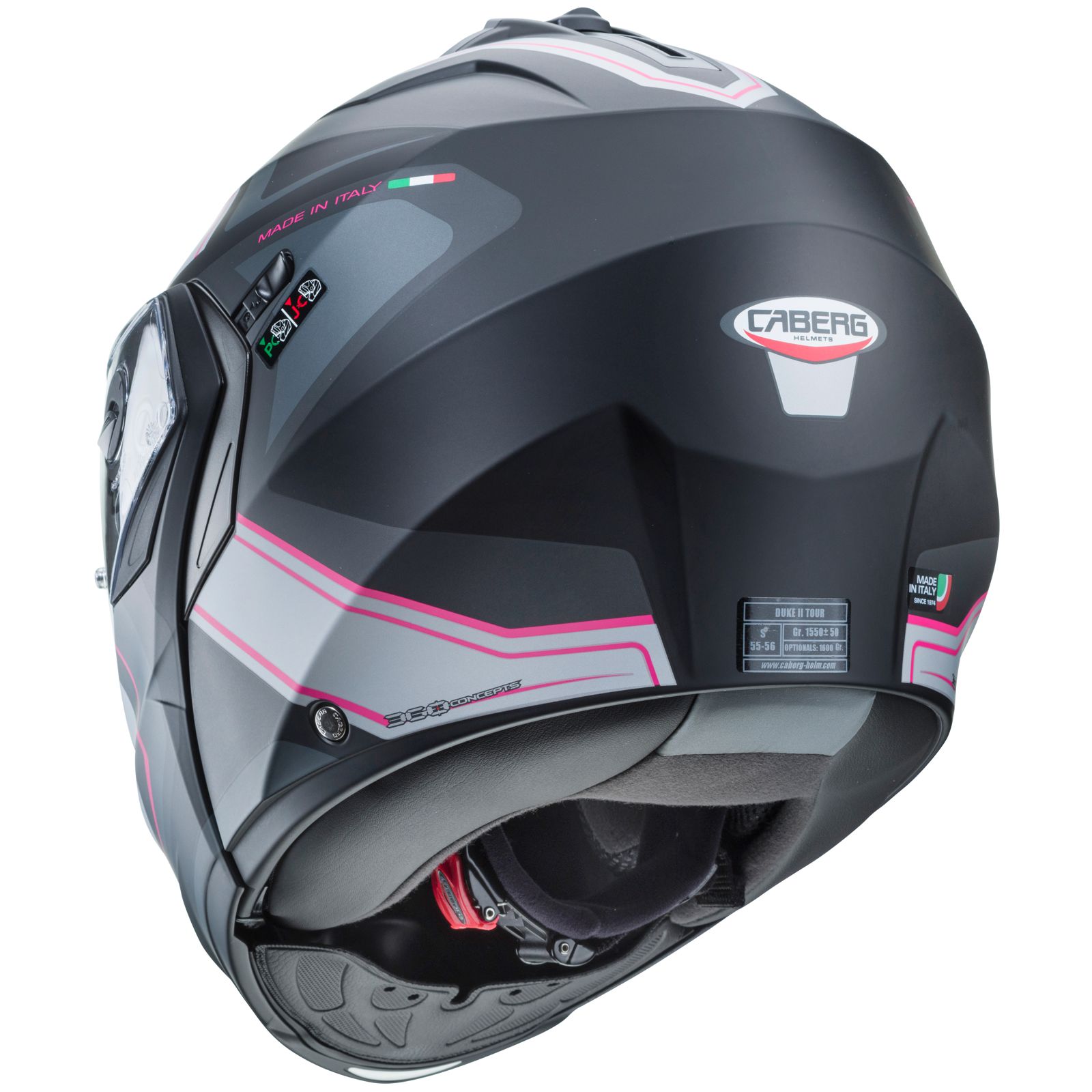 Caberg Duke II Tour helm, mat zwart/antraciet fuchsia