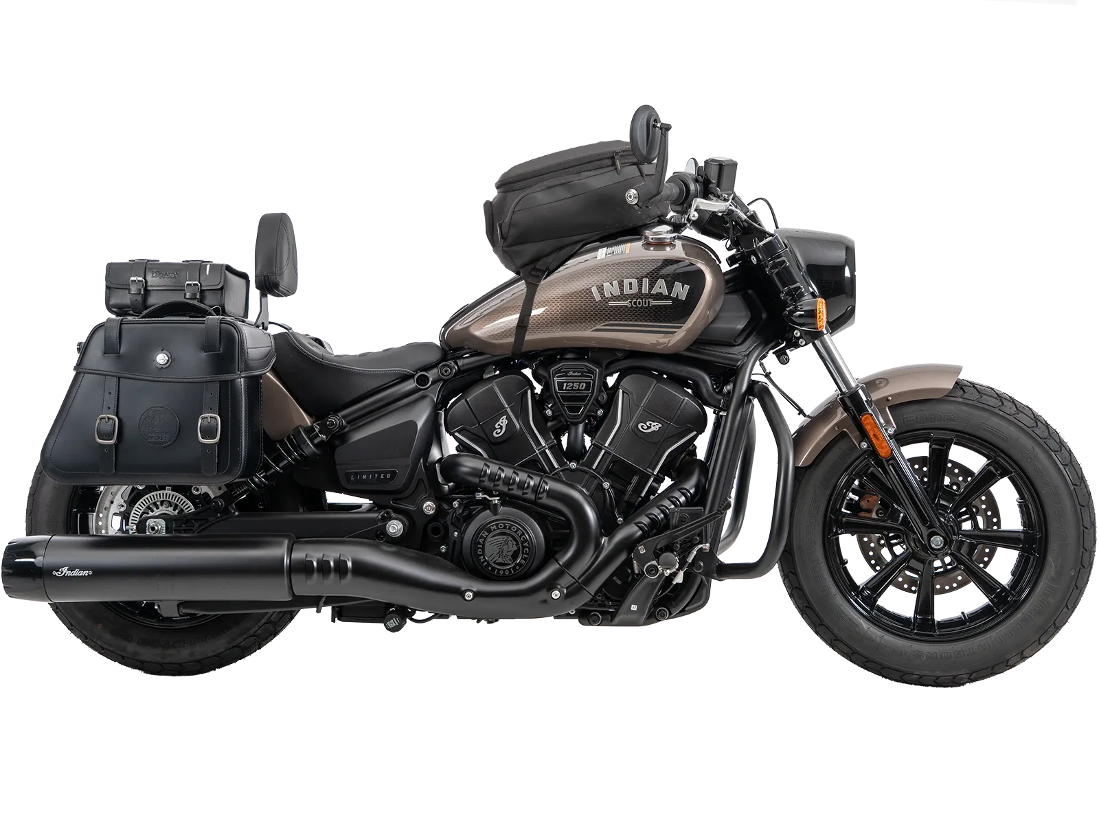 Kniptassenset zwart incl. houder voor Indian Scout Bobber 1250 (25-) Hepco & Becker