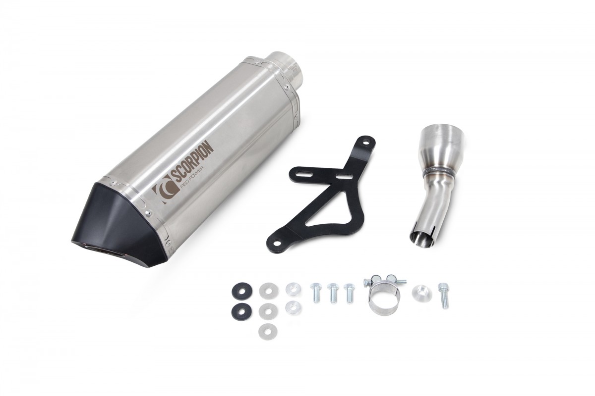 Sportuitlaat Scorpion "Red Power" zilver voor Vespa GTS/GTS Super/GTV 300cc HPE (`20-) Euro 5