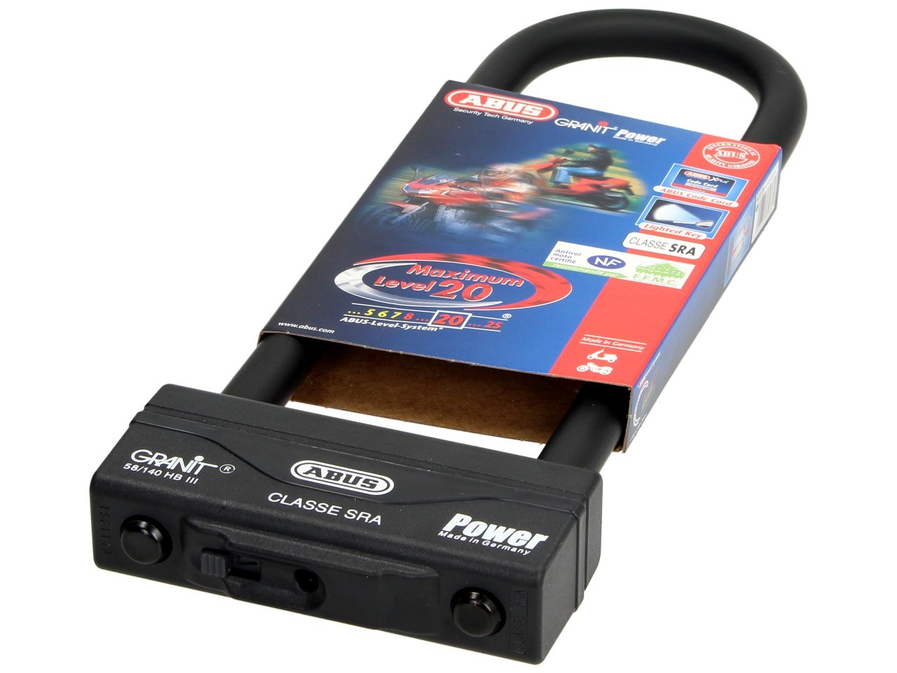 ABUS U-slot 260x83 Granit Power 58 voor motorfiets, scooter & Vespa