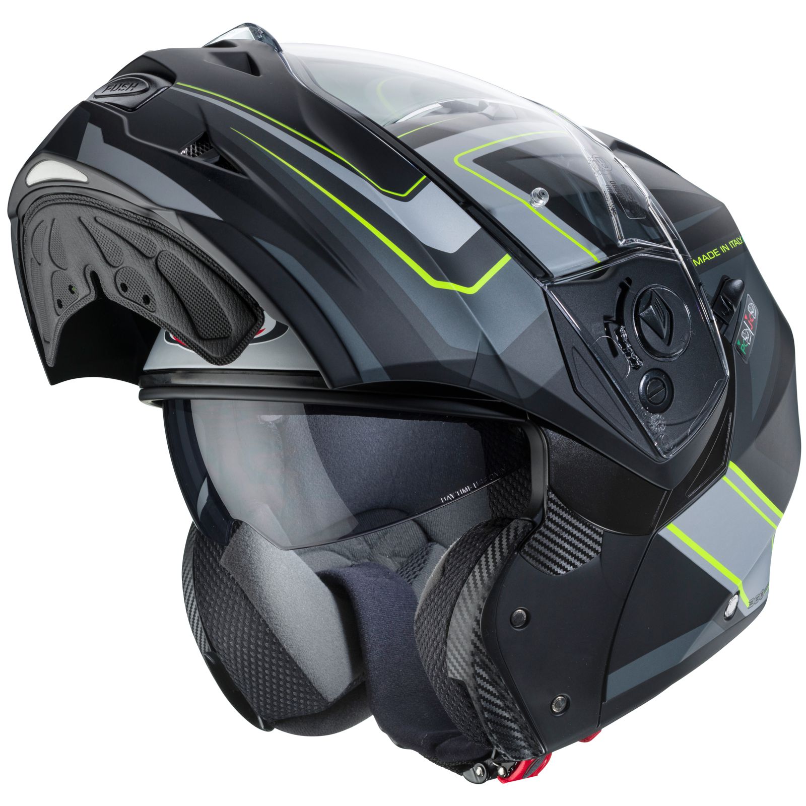 Caberg Duke II Tour helm, mat zwart/antraciet fluo geel