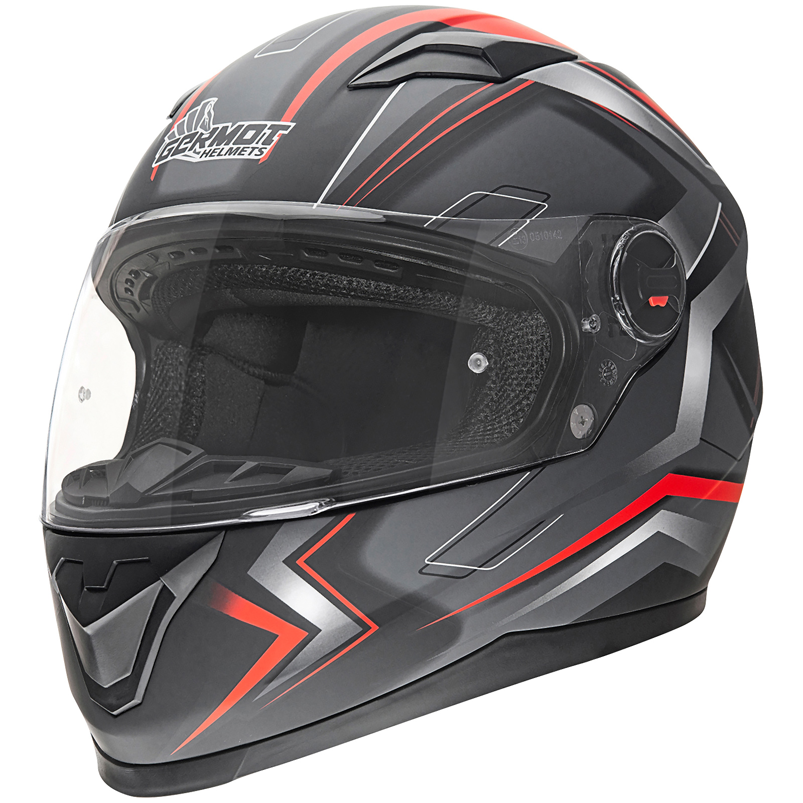 Germot GM 320 integraalhelm, mat zwart/rood