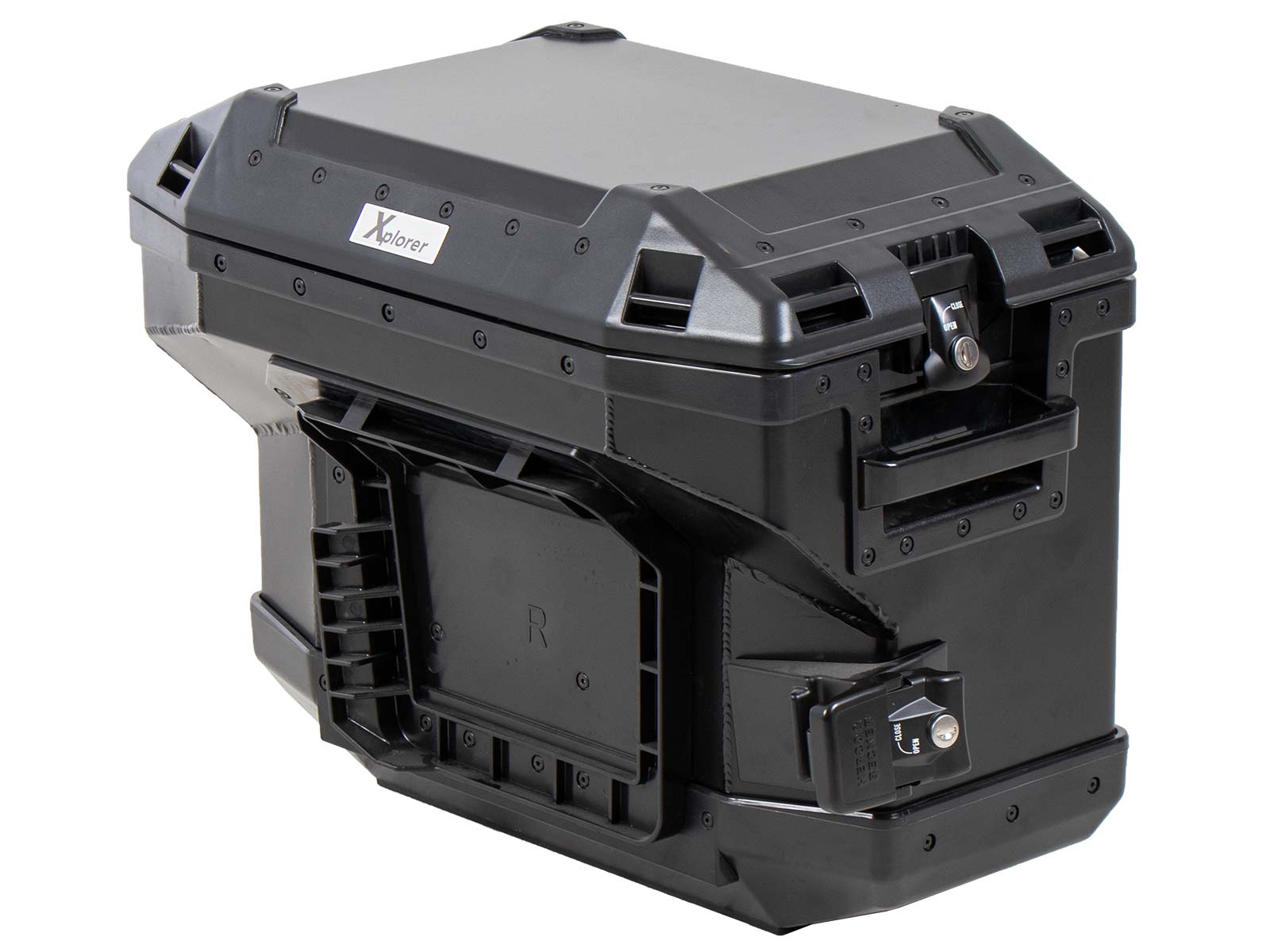 Zijkoffer aluminium Xplorer 37 Cutout (uitsparing voor uitlaat) rechts zwart Hepco & Becker