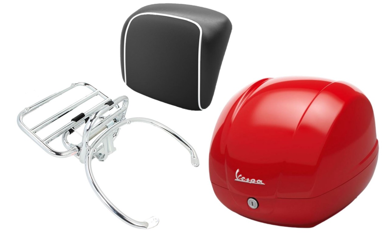 Topkofferset 36L rode draak (894), bagagerek chroom voor Vespa GTS 125/300/310
