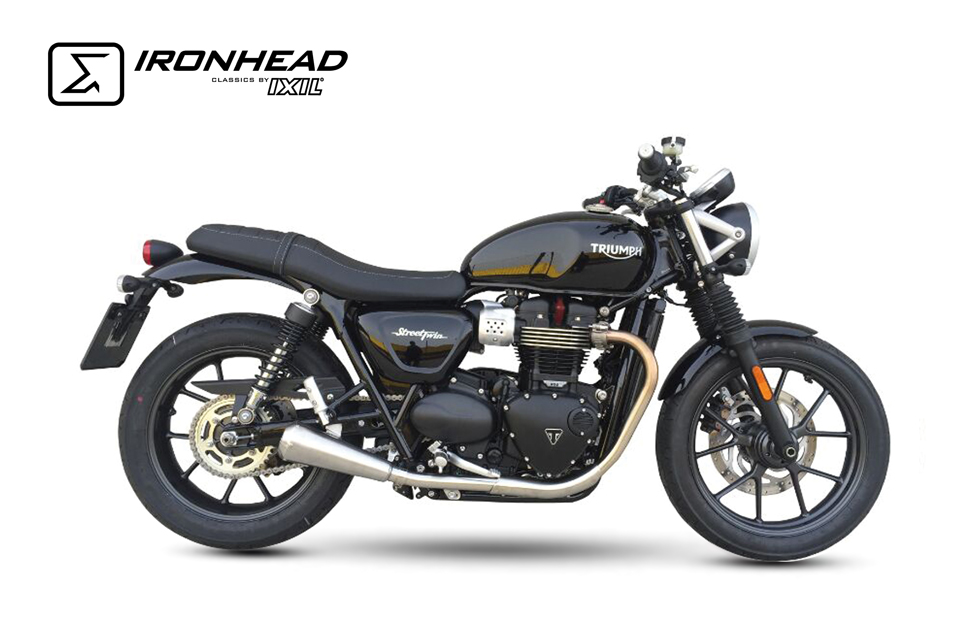 IRONHEAD Full Line achterdemper Triumph Street Twin 900 (16-18), roestvrij staal, slip-on, paar, E-approved