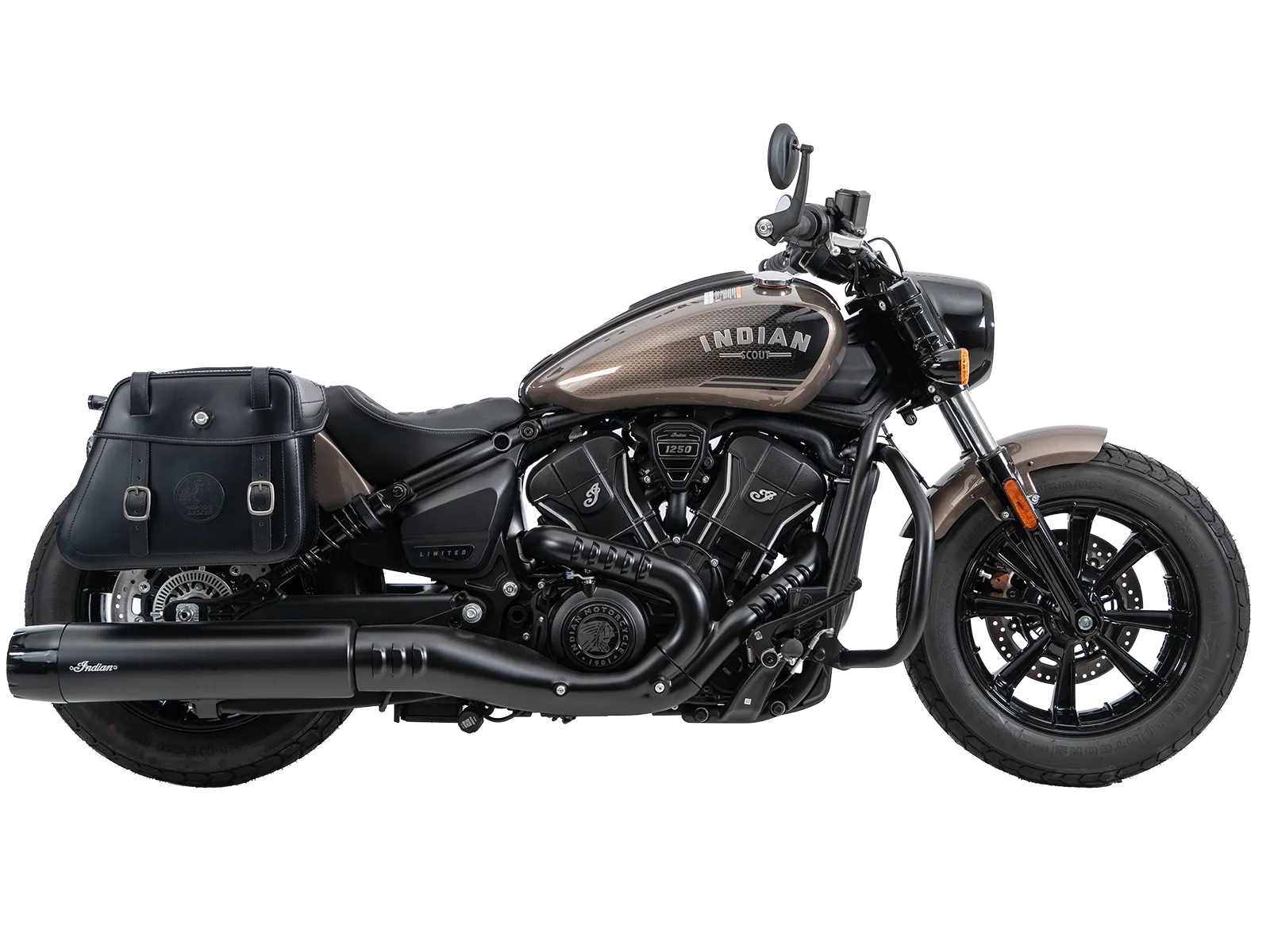 Kniptassenset zwart incl. houder voor Indian Scout Bobber 1250 (25-) Hepco & Becker