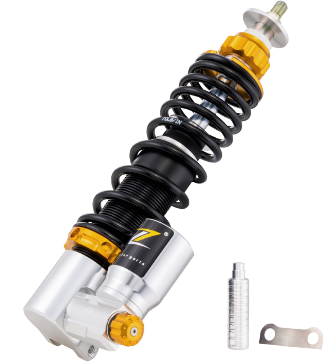 Schokdemper "Black Edition", voor Vespa Primavera/Sprint 50 -150cc ('17-), zilver/oranje/zwart