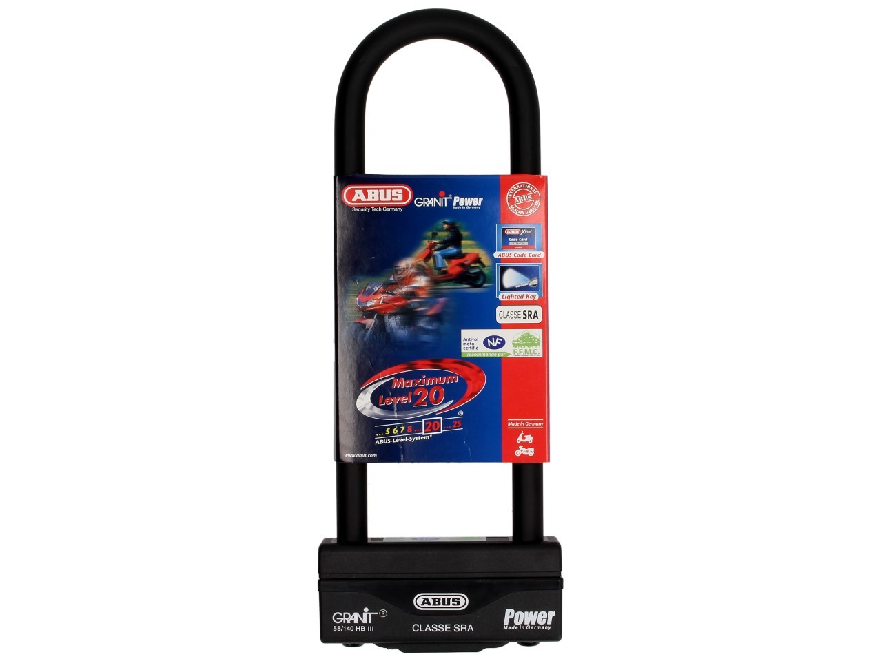 ABUS U-slot 260x83 Granit Power 58 voor motorfiets, scooter & Vespa