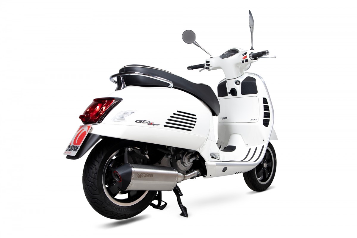Sportuitlaat Scorpion "Red Power" zilver voor Vespa GTS/GTS Super/GTV 300cc HPE (`20-) Euro 5
