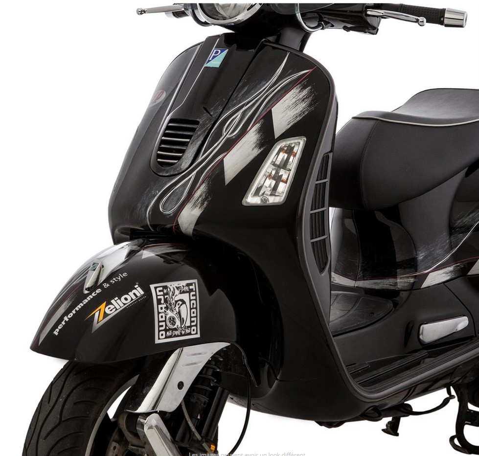 Mono slot buis beenschild, links voor Vespa GTS/GTS Super/GTV/GT 125-300cc (- '19), mat zwart