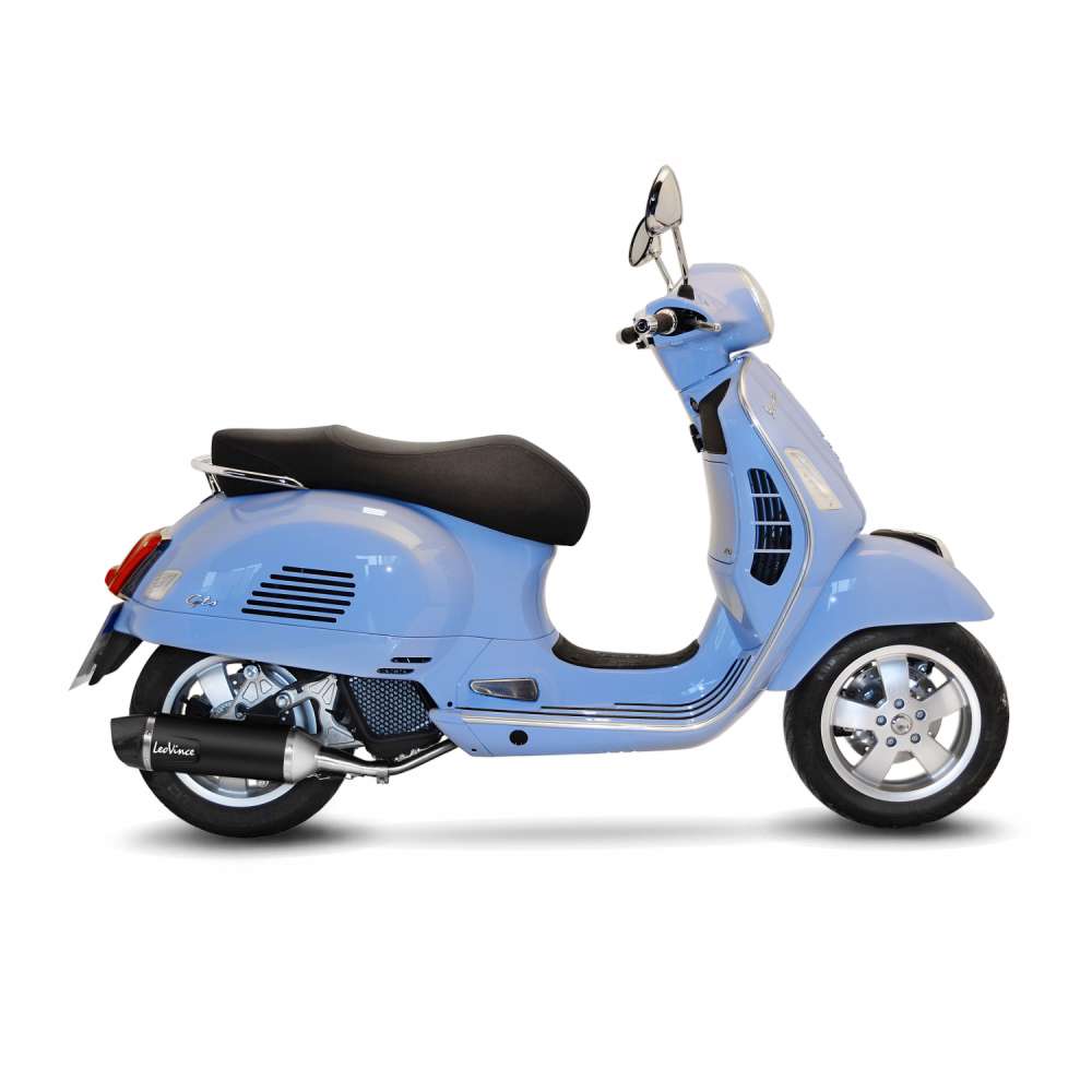 LeoVince compleet systeem SBK Nero voor Vespa GTS 125 /150, roestvrij staal zwart, ABE, Euro4