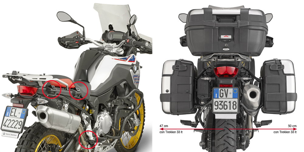 Afneembare zijkofferdrager voor BMW F 850 GS (BJ. 18-) / F 750 GS (BJ. 18-) Givi