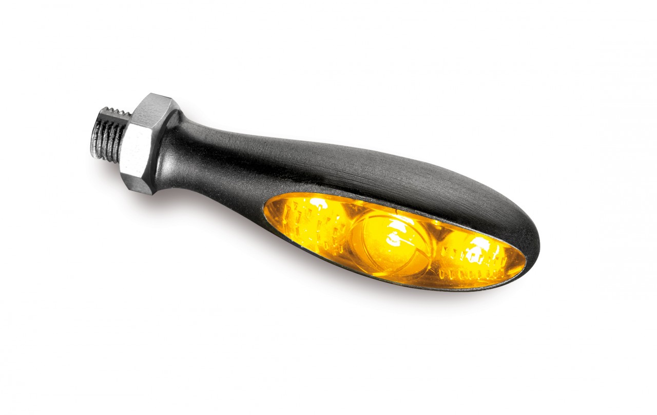 Kellermann indicator, Micro S Dark, aluminium, LED, V/H, L/R, 12 V, zwart gesatineerd, M5x0,5x6,5