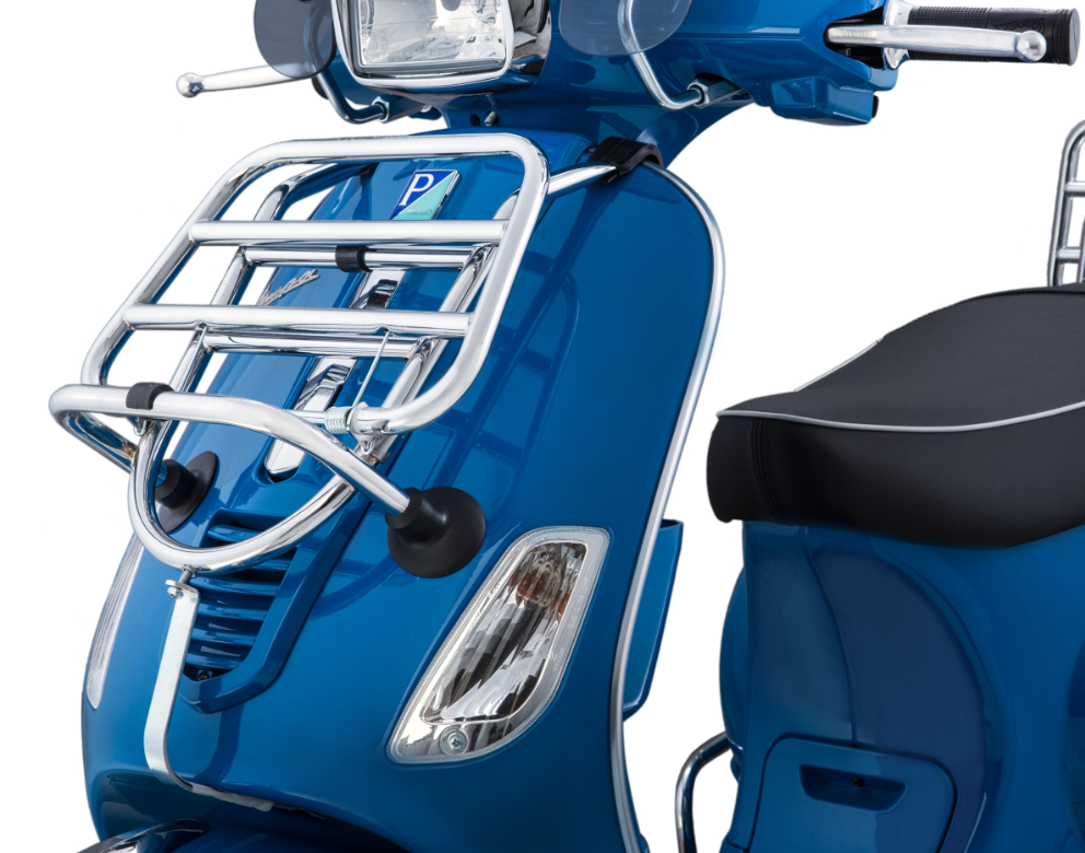 Bagagerek vooraan voor Vespa LX /LXV /S 50-150cc, opvouwbaar, chroom