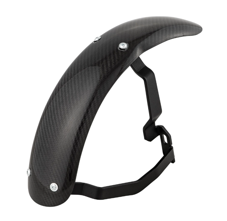 Spatbord 2.0 Garelli Race EVO II voor Vespa PX 80-200ccm, carbon helder, beugel zwart