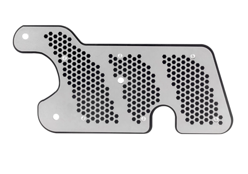 Uitlaatsierstuk schommelarm voor Vespa GTS/GTS Super 125/150cc 4T LC iGet (Euro4), zwart/zilver