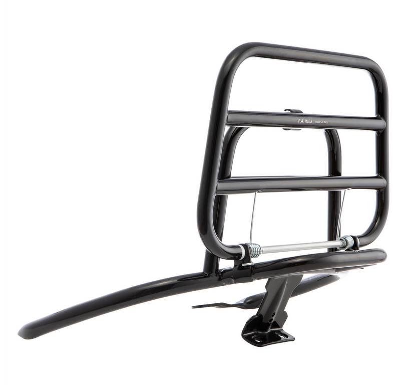 Bagagerek achteraan voor Vespa Primavera /Sprint 50-150cc, opvouwbaar, glanzend zwart