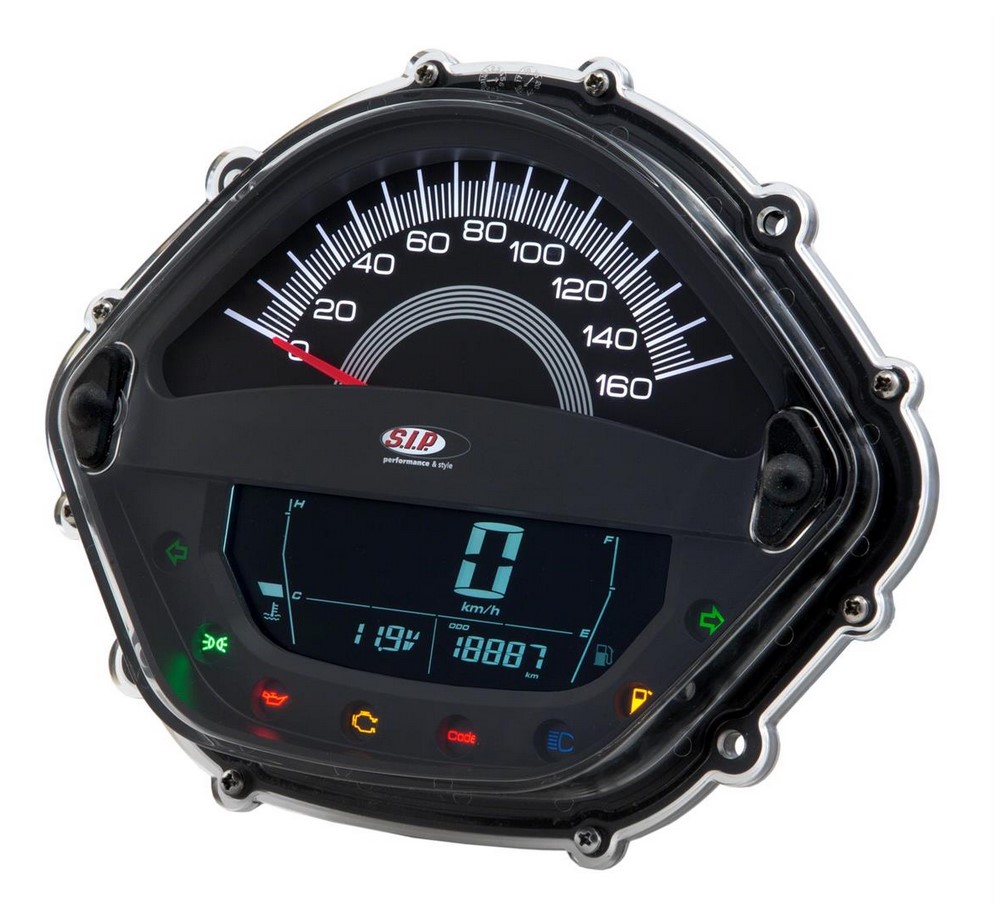 Toerenteller/snelheidsmeter voor Vespa GTS/GTS Super 125-300cc ('14-'16), zwart