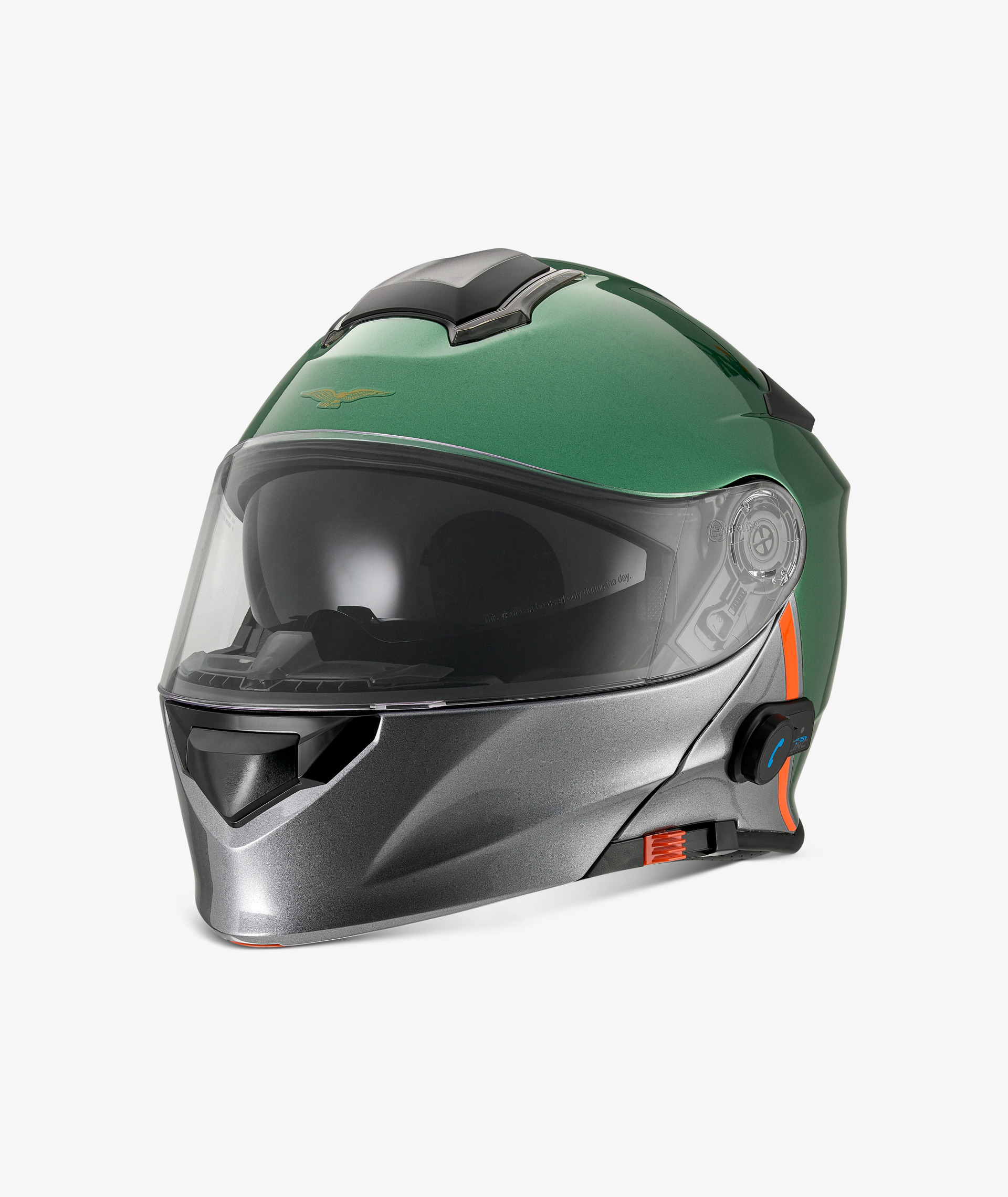 Moto Guzzi helm "Modular BT" groen met Bluetooth