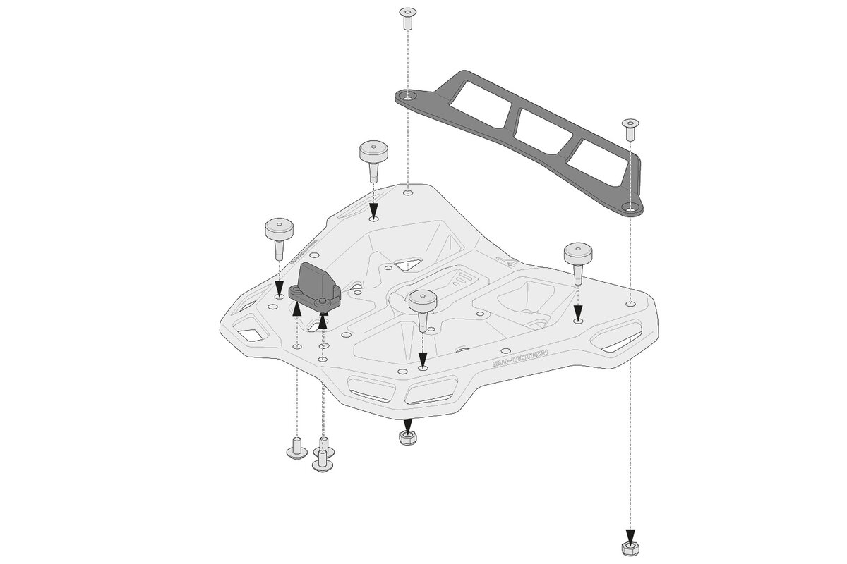 SW-Motech adapterset voor ADVENTURE-RACK bagagedrager voor Givi/Kappa monolock topkoffers