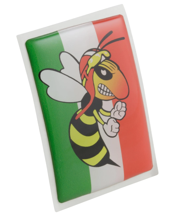 Vespa-embleem "boze wesp" 4-hoekig cascade, groen/wit/rood