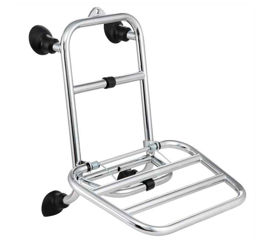 Bagagerek vooraan voor Vespa GTS /GTS Super HPE /GTV 125/300 ('19-), opvouwbaar, chroom