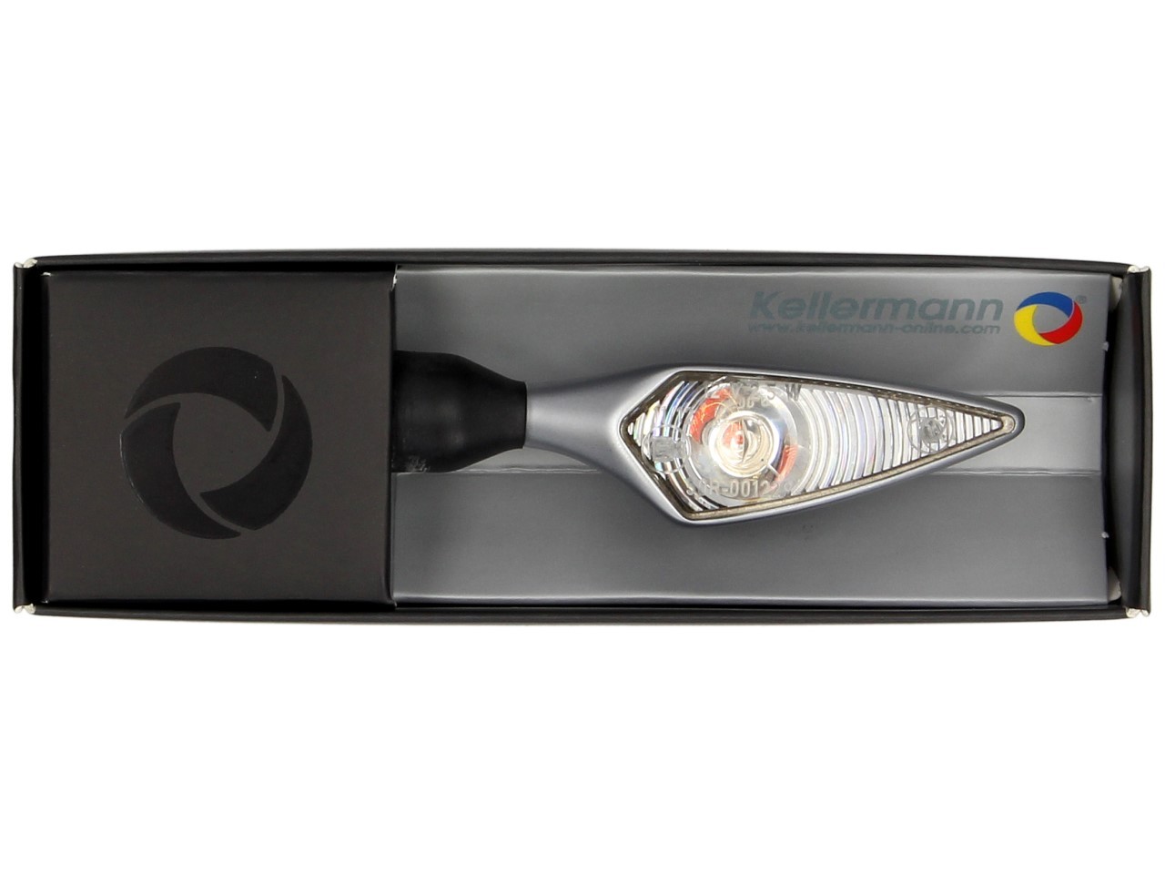 Kellermann indicator, ruit, staal, LED, VL/HR, 12 V, mat chroom, M8x20, E-goedgekeurd
