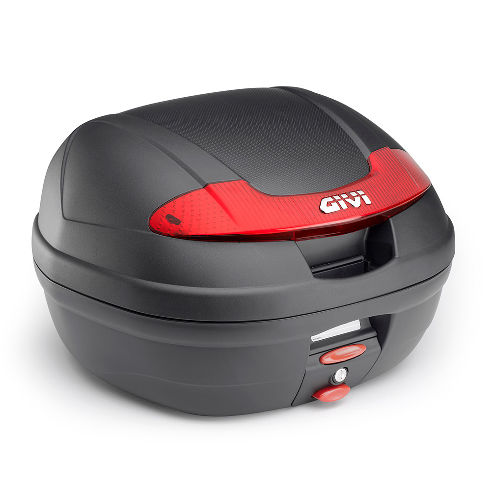 E340 Vision MONOLOCK topkoffer met rode reflectoren en plaat Givi