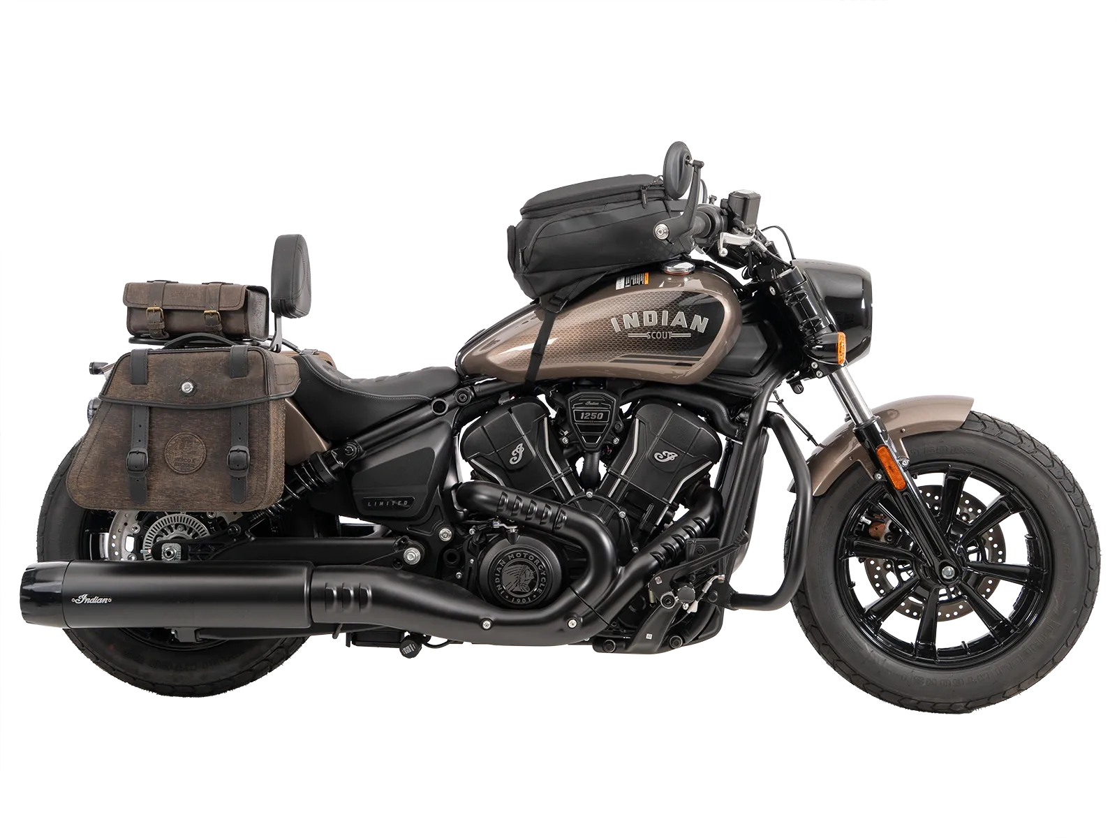 Kniptassenset bruin incl. houder voor Indian Scout Bobber 1250 (25-) Hepco & Becker