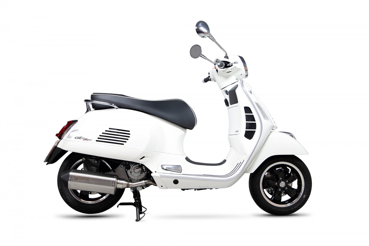 Sportuitlaat Scorpion "Red Power" zilver voor Vespa GTS/GTS Super/GTV 300cc HPE (`20-) Euro 5