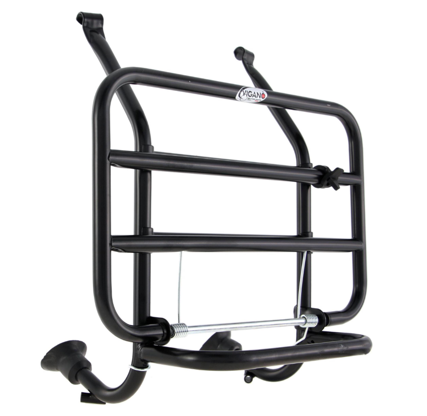 Bagagerek vooraan voor Vespa PX 80-200cc, opvouwbaar, zwart
