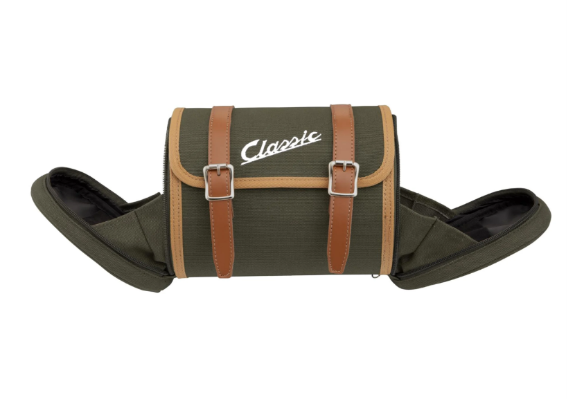 Tas "Classic" bagagedrager/sozihouder achter voor Vespa, canvas, olijfkleurig