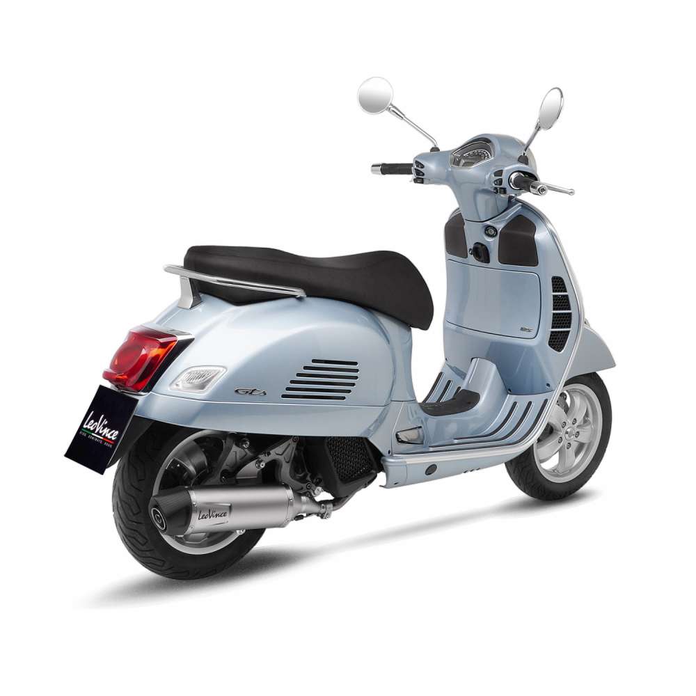 LeoVince uitlaatsysteem LV One Evo voor Vespa GTS 125 /Super, zilver, slip on, E-certificaat, Euro5