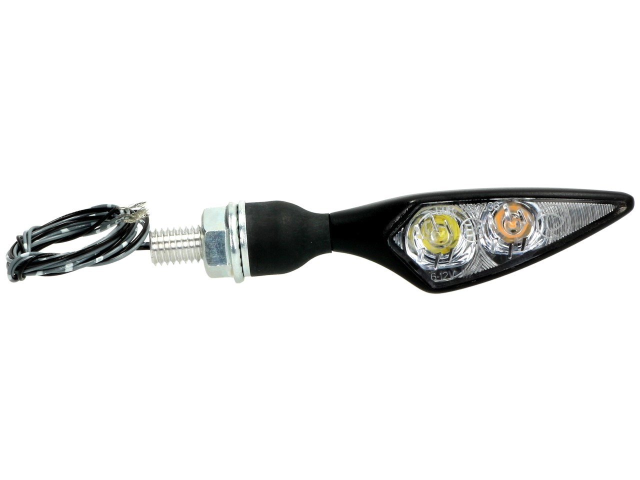 Kellermann-knipperlicht, Rhombus PL, staal, LED, linksvoor, 12 V, zwart gesatineerd, E-keurmerk