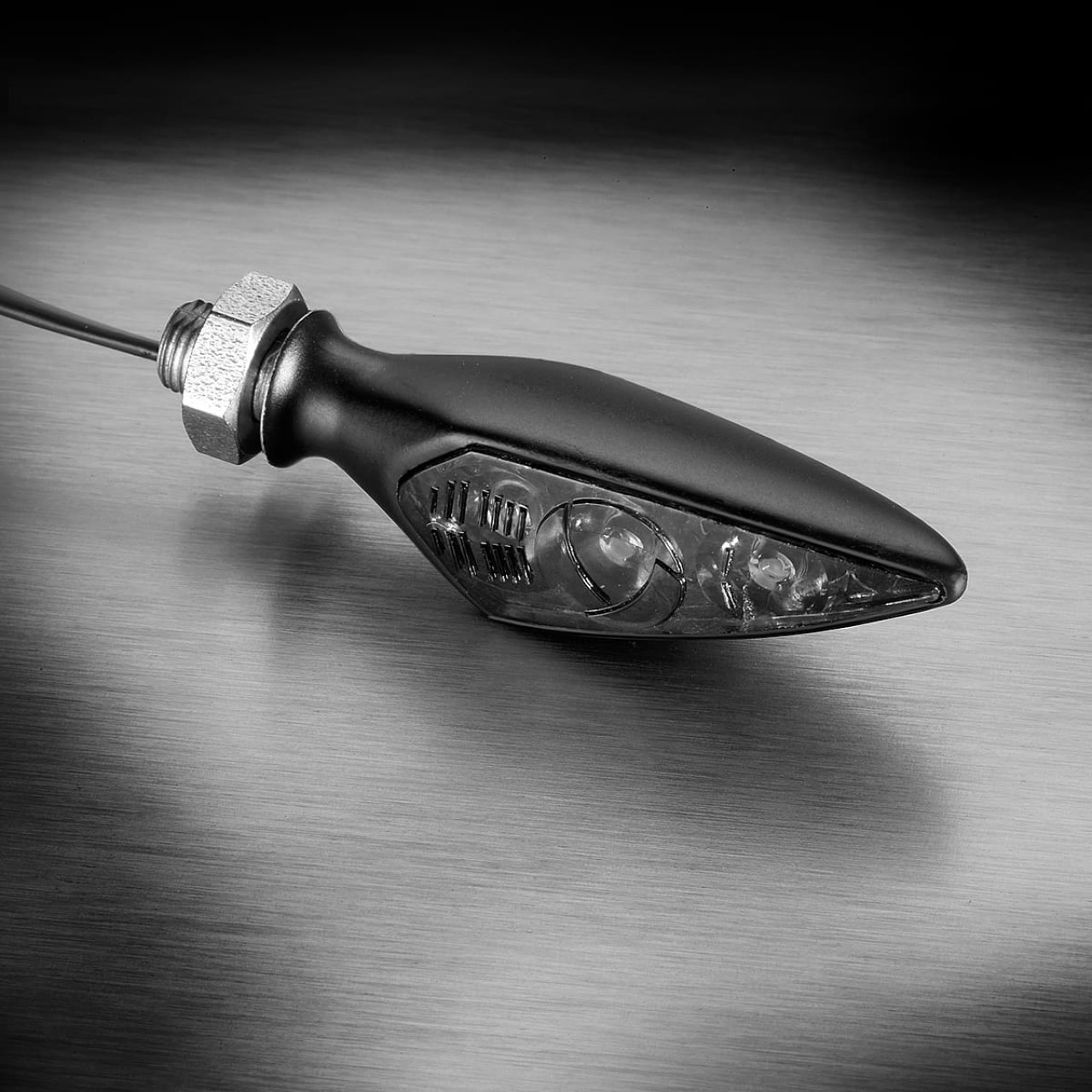 Kellermann-indicator, Rhombus S Dark, aluminium, LED, VL/HR, 12 V, zwart gesatineerd, M5x0,5x6,5