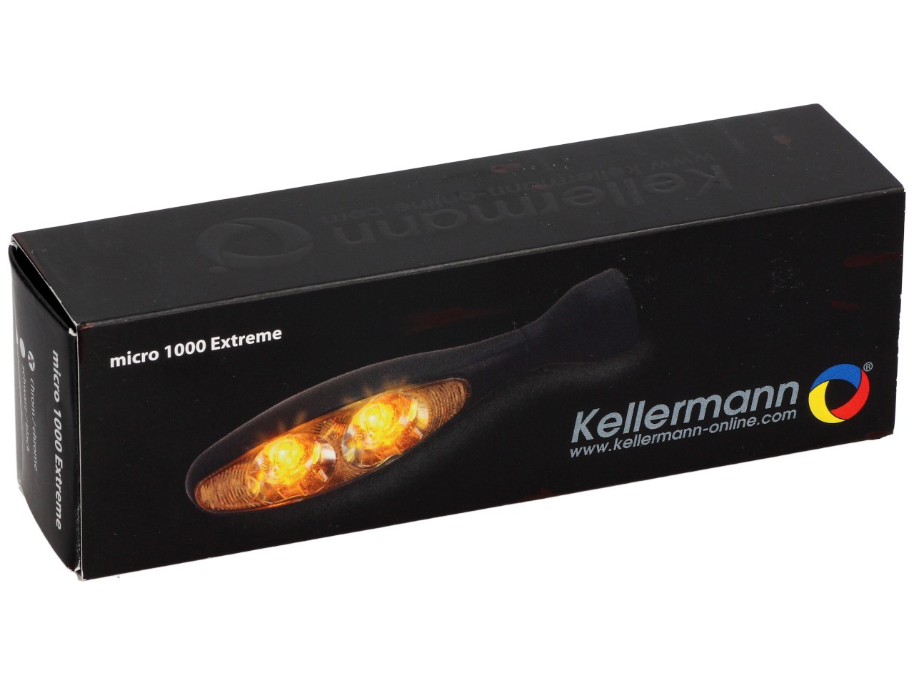 Kellermann indicator, Micro 1000 Extreme, staal, LED, V/H, L/R, 12 V, glanzend chroom, M8x20